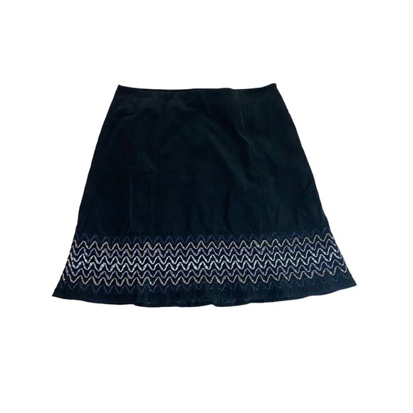 Boden Women's Black Velvet Embroidered A Line Skirt - 16/L - Picture 1 of 11